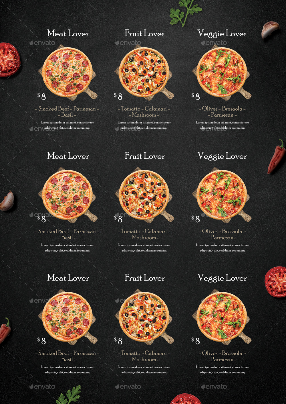 Rustic Pizza Menu Flyer, Print Templates GraphicRiver